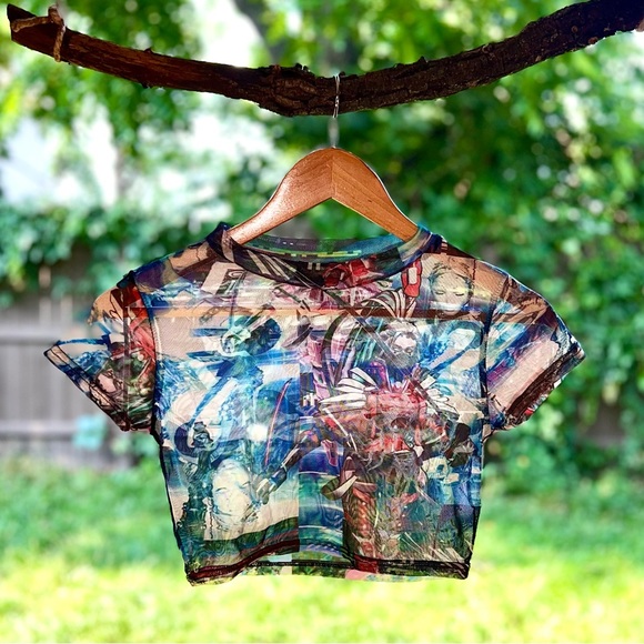 Anime Mesh Cropped Tee - Picture 1 of 4
